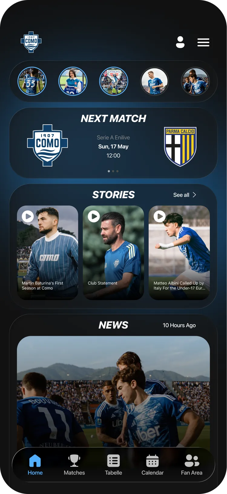 Club app: home