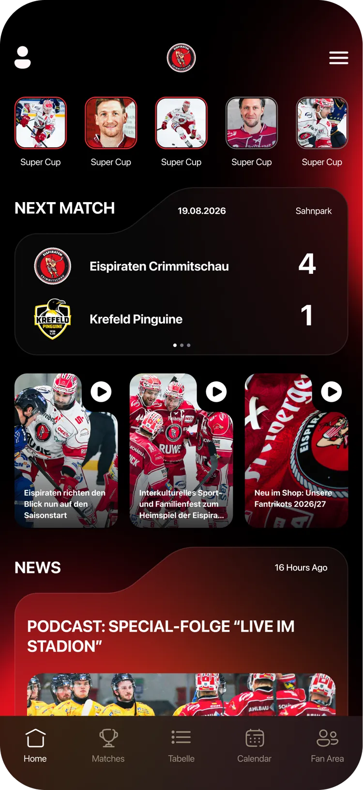Ice hockey club app